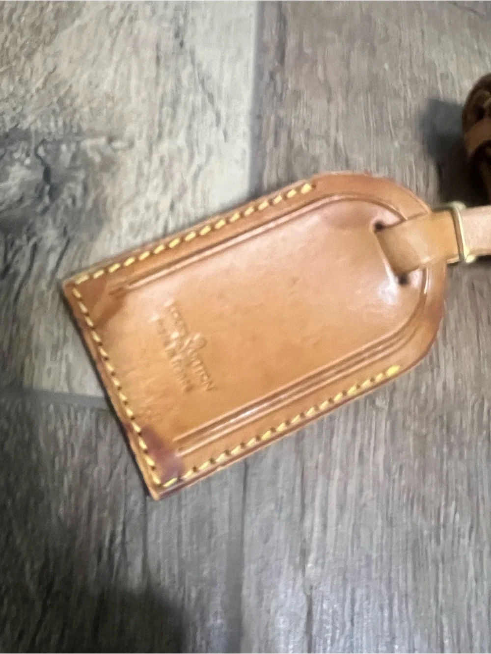Louis Vuitton Brown/Tan Leather Luggage Tag with Buckle Strap